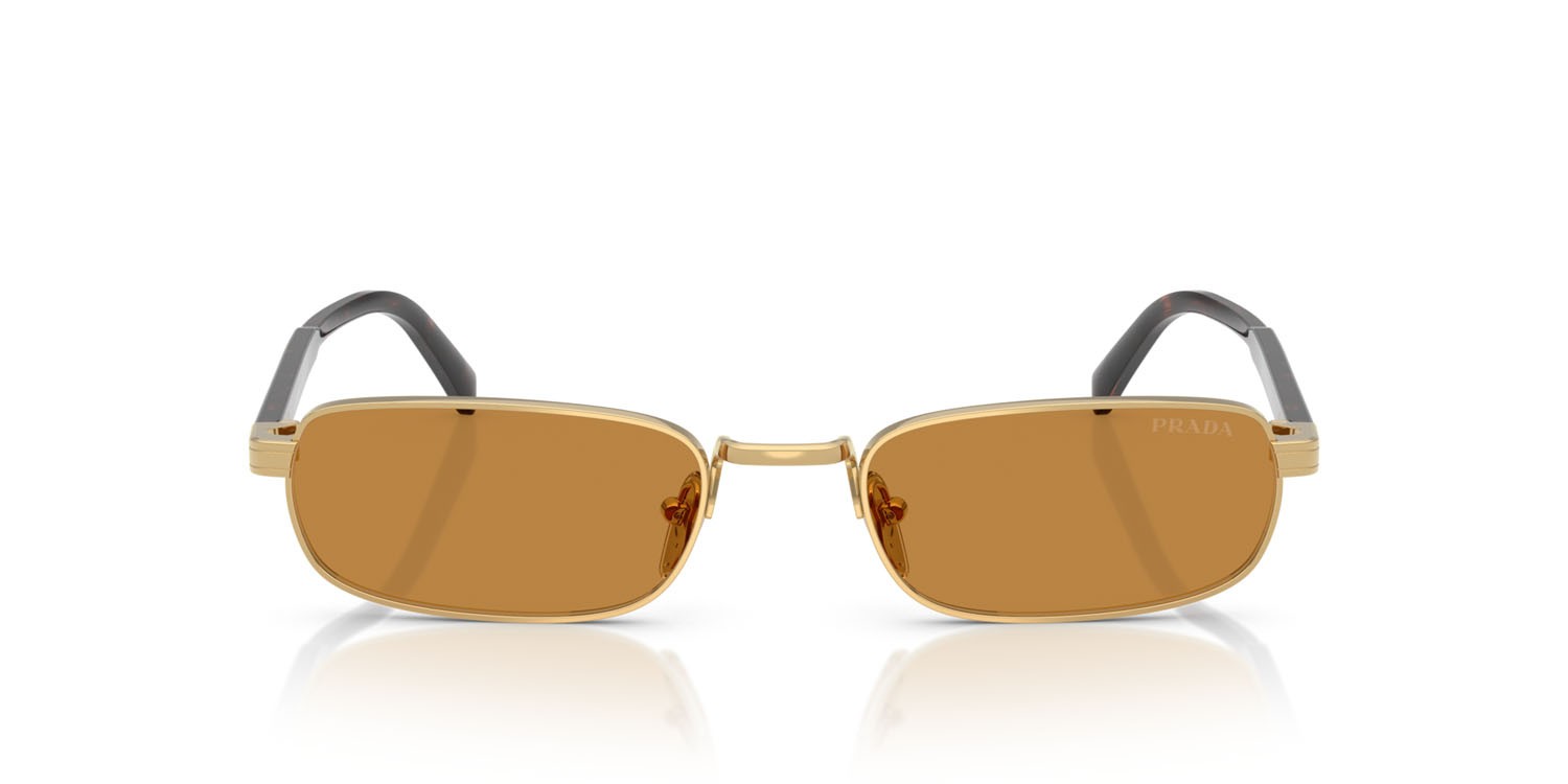 Occhiali da sole Prada PR B54S (5AK50P) colore oro forma rettangolare lenti miele scuro