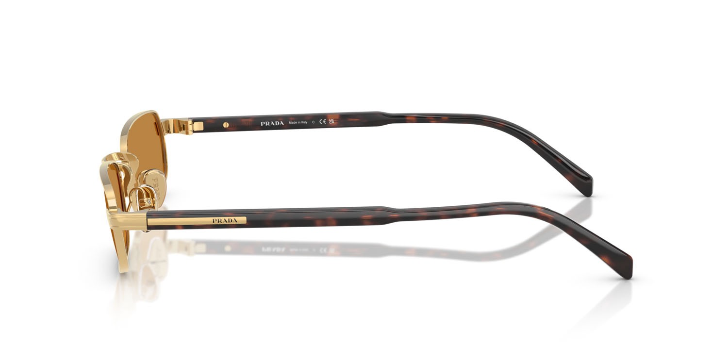 Occhiali da sole Prada PR B54S (5AK50P) colore oro forma rettangolare lenti miele scuro