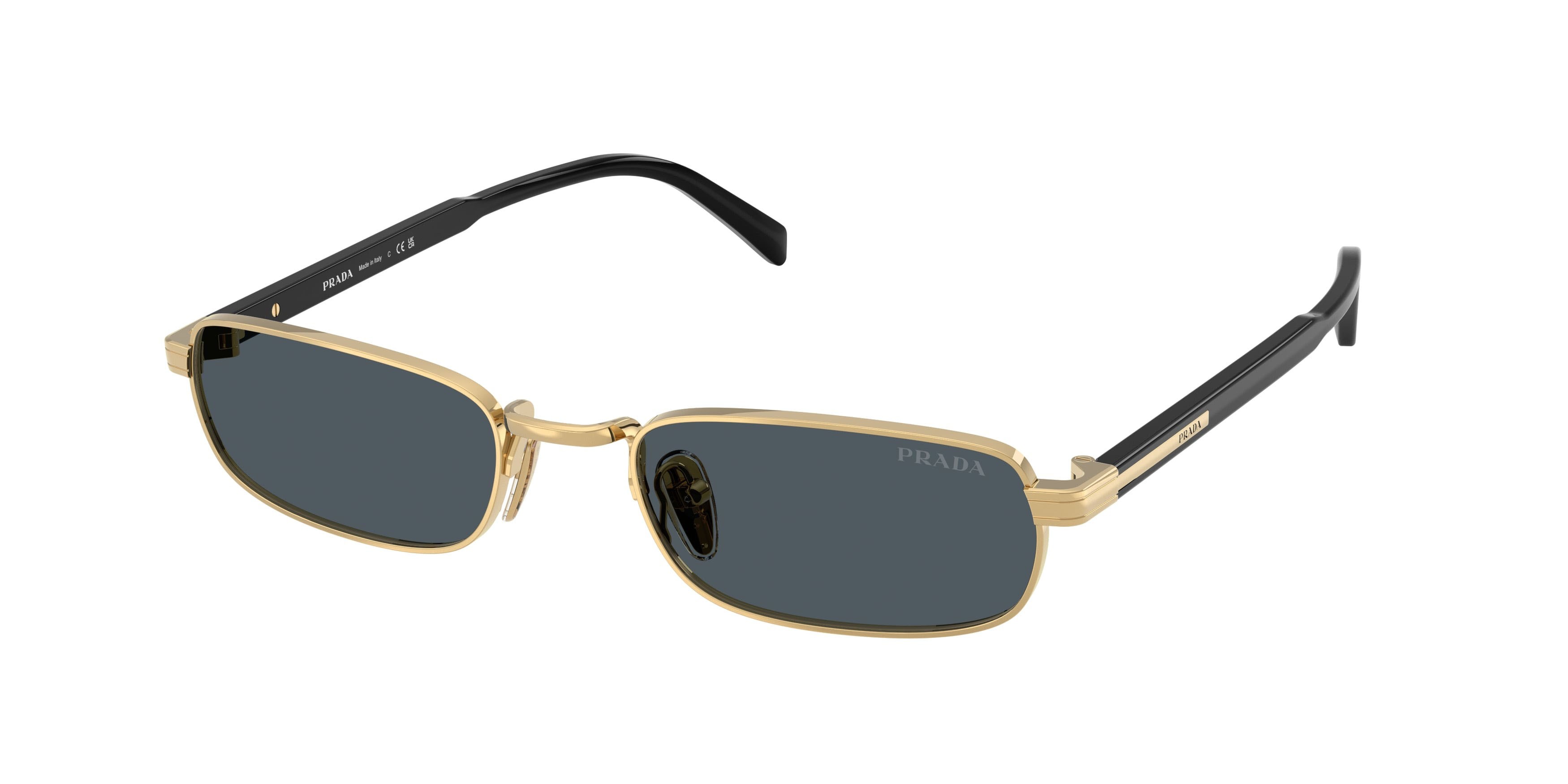 Occhiali da sole Prada PR B54S (5AK70B) colore oro forma rettangolare lenti grigio scuro