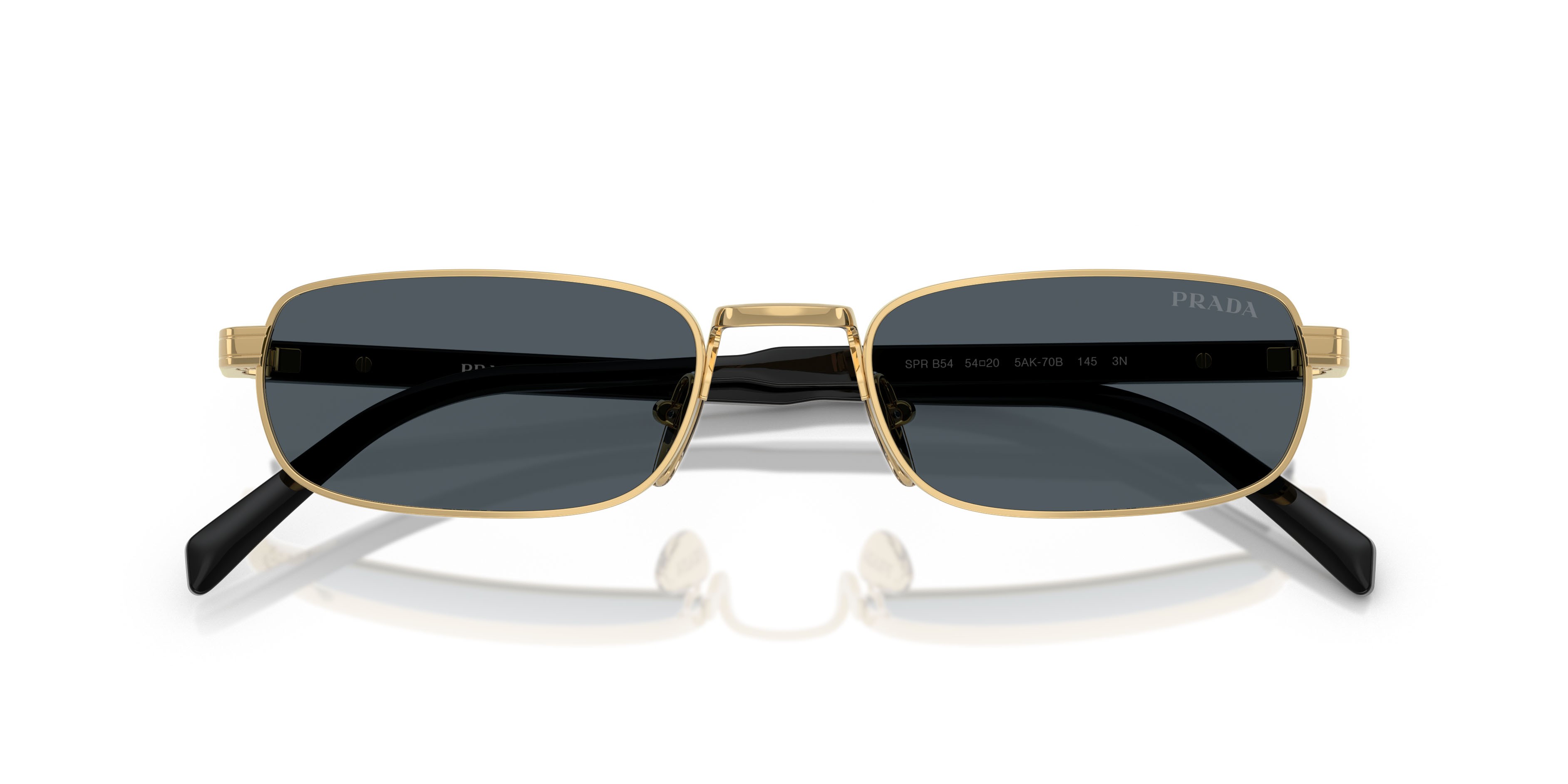 Occhiali da sole Prada PR B54S (5AK70B) colore oro forma rettangolare lenti grigio scuro