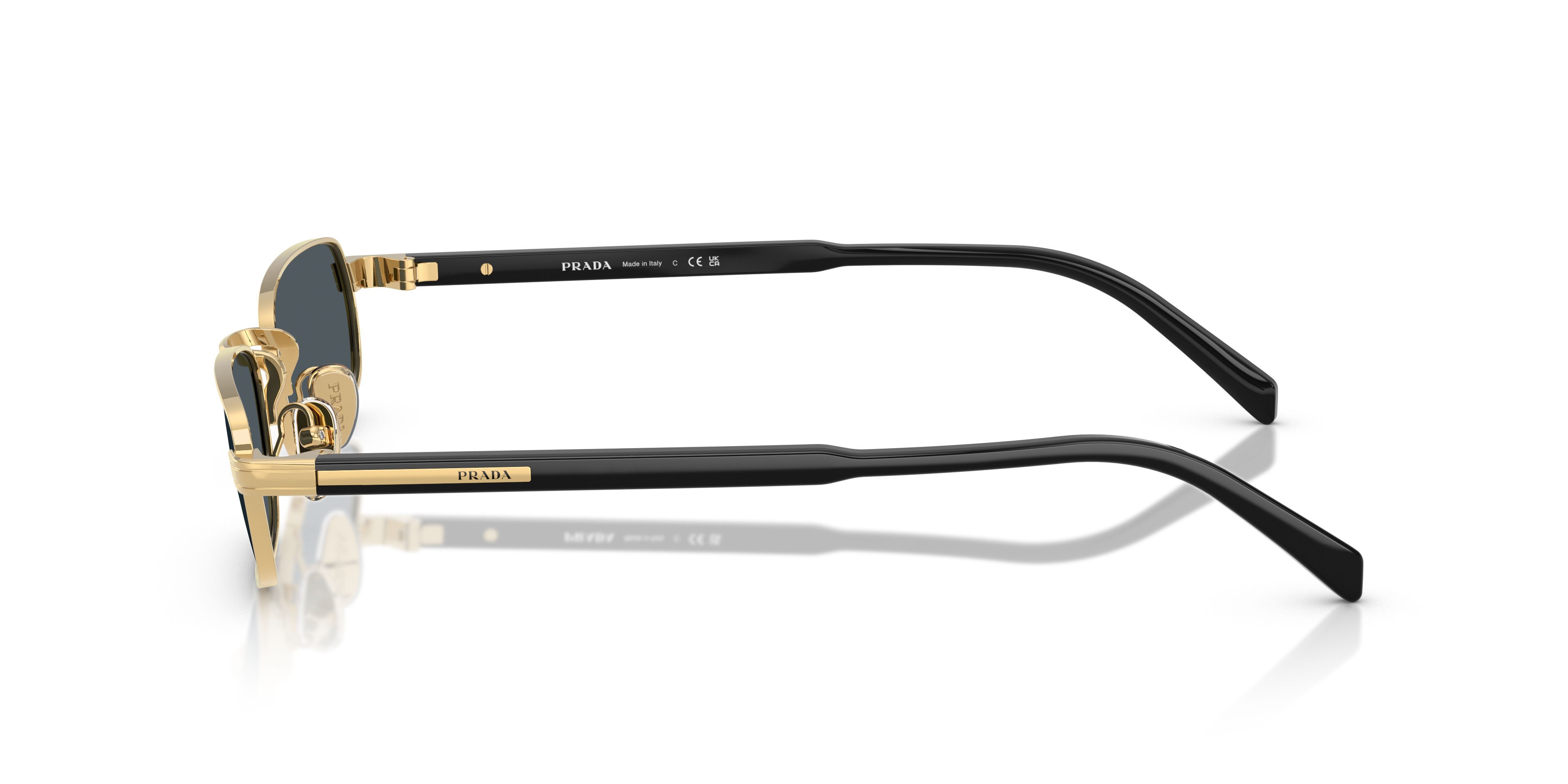 Occhiali da sole Prada PR B54S (5AK70B) colore oro forma rettangolare lenti grigio scuro