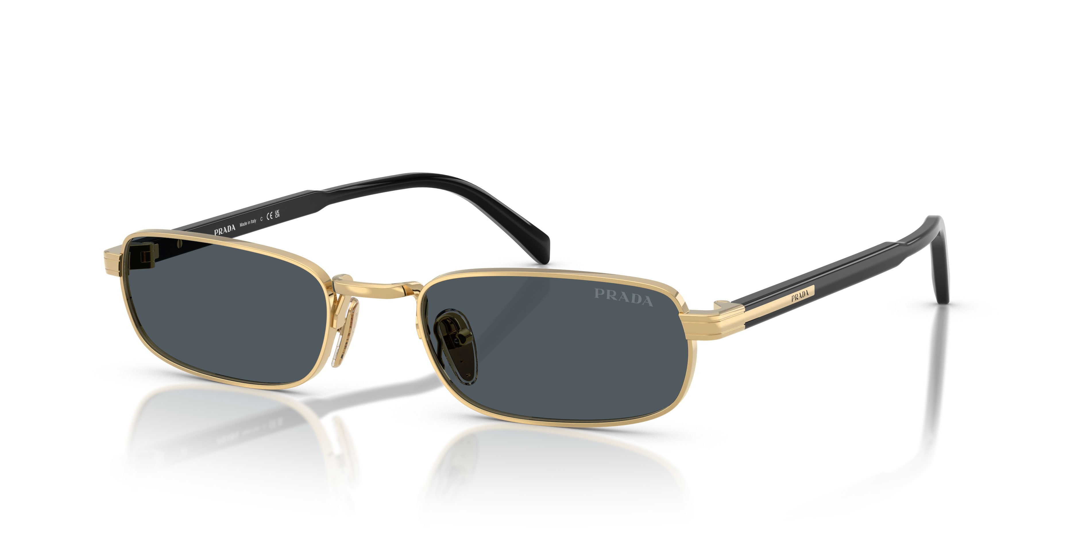 Occhiali da sole Prada PR B54S (5AK70B) colore oro forma rettangolare lenti grigio scuro