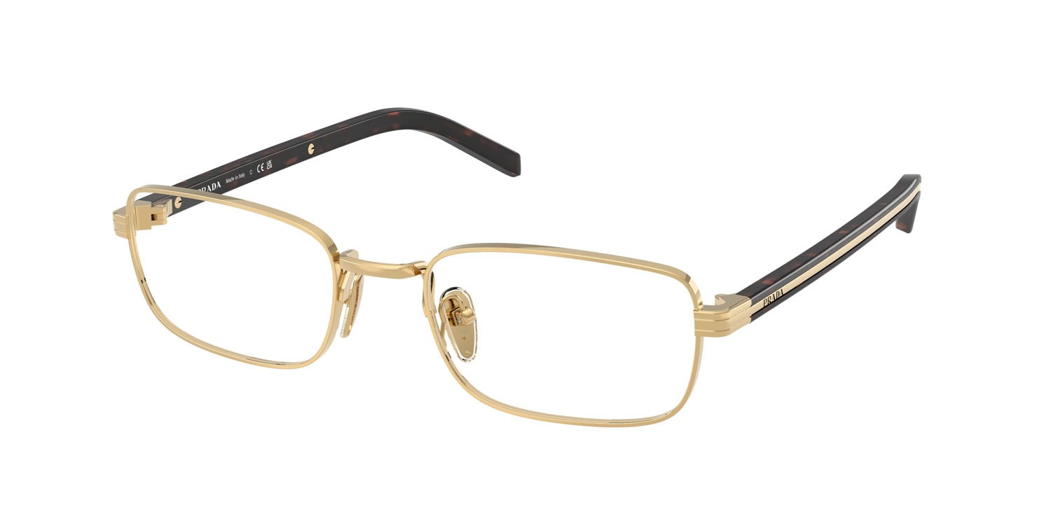 Eyeglasses Prada PR B54V (5AK1O1) color oro shape rectangle lenses lente demo