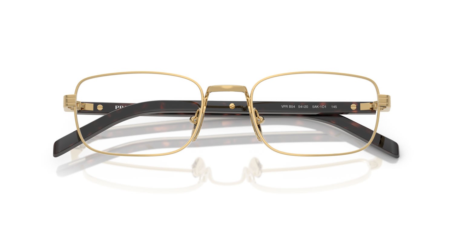 Eyeglasses Prada PR B54V (5AK1O1) color oro shape rectangle lenses lente demo