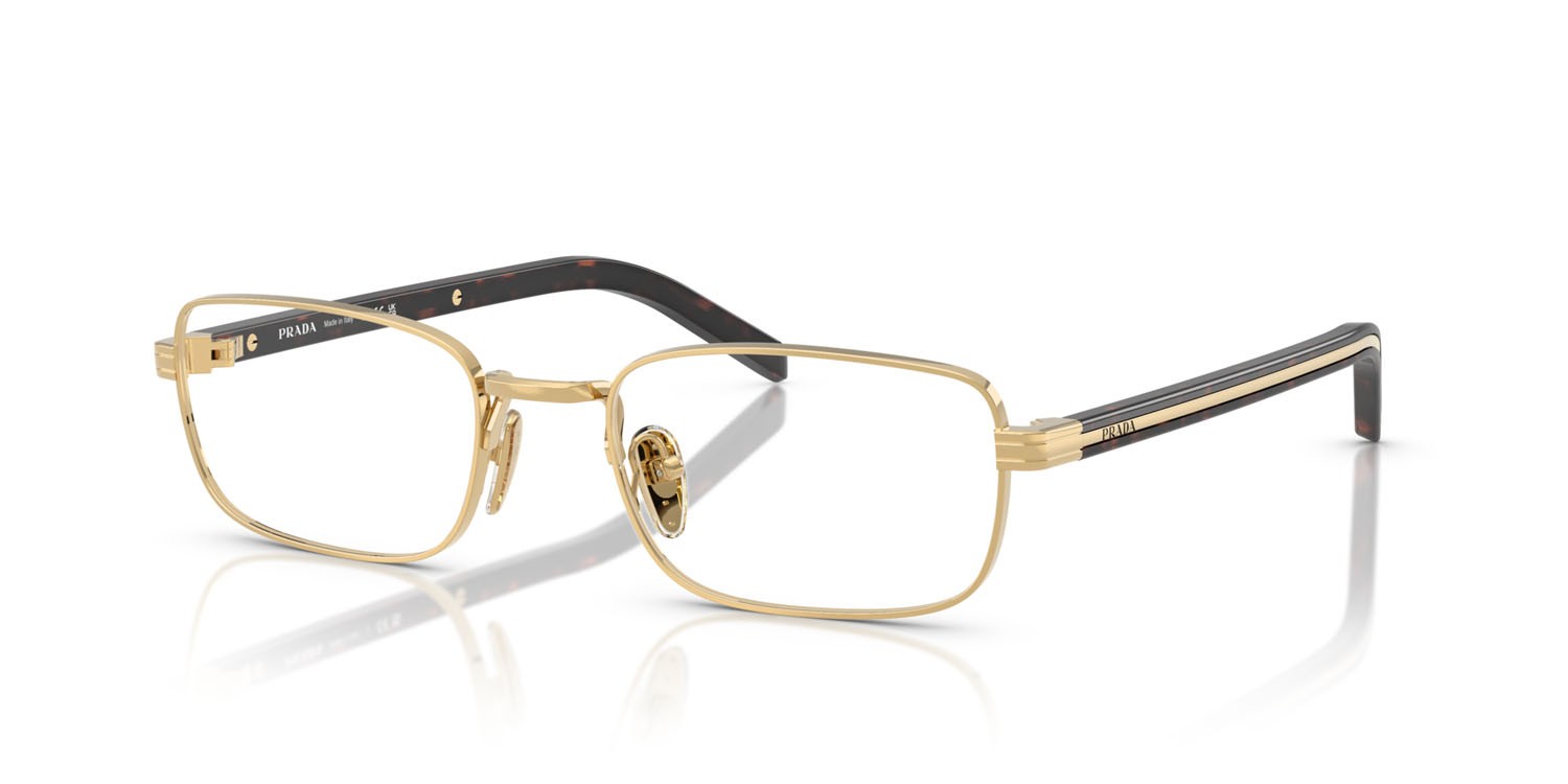 Eyeglasses Prada PR B54V (5AK1O1) color oro shape rectangle lenses lente demo