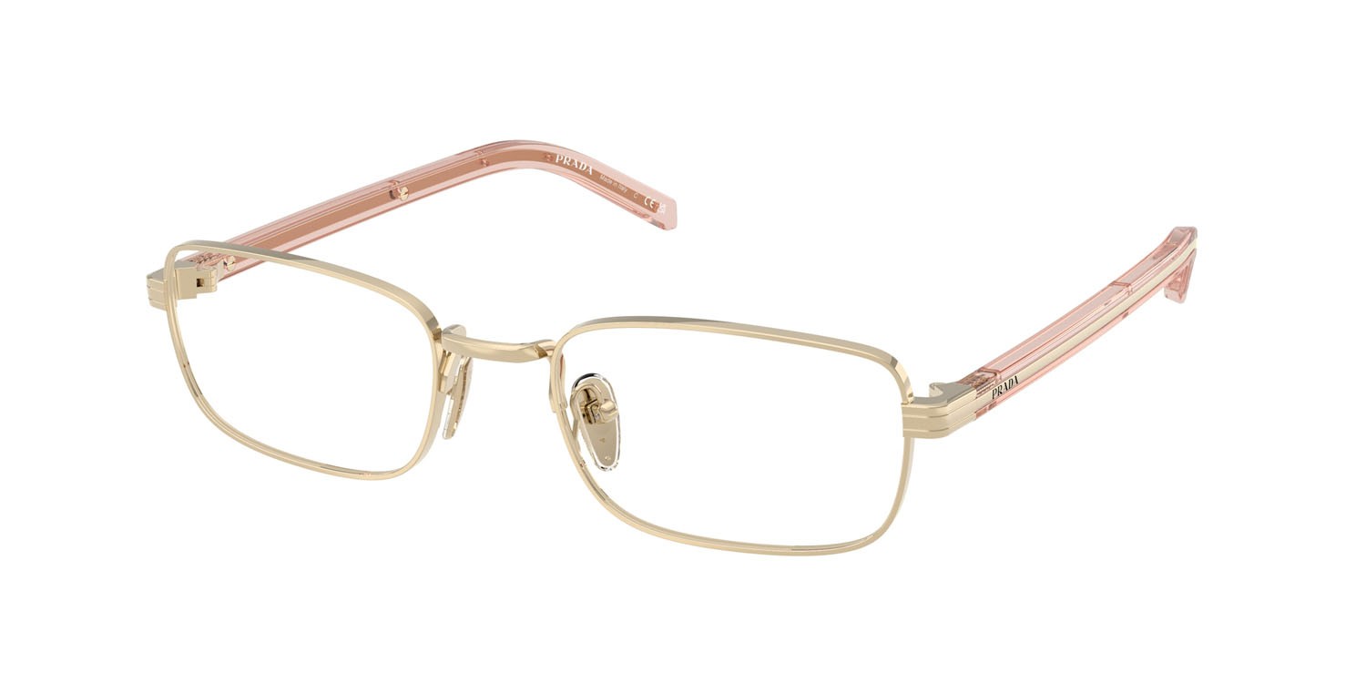 Eyeglasses Prada PR B54V (ACX1O1) color oro pallido shape rectangle lenses lente demo