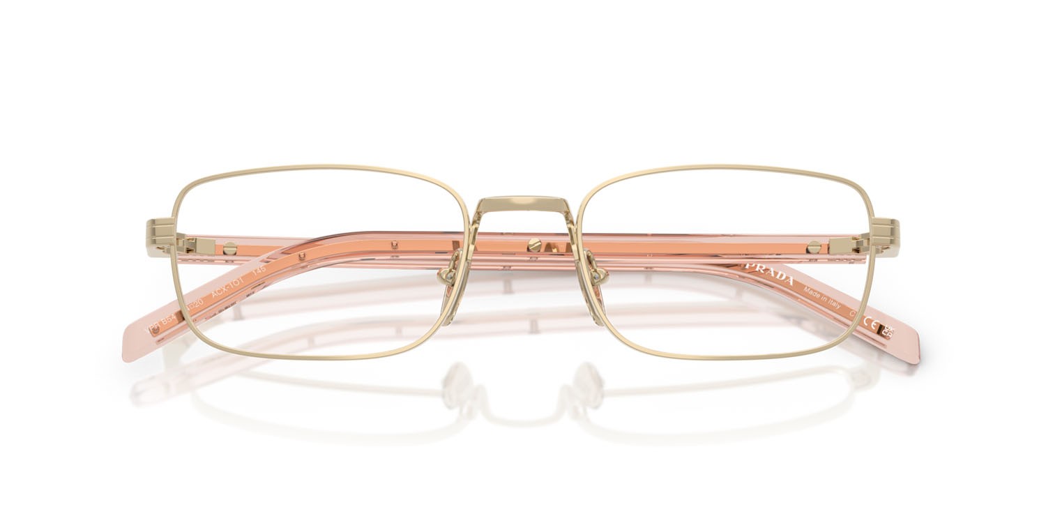 Eyeglasses Prada PR B54V (ACX1O1) color oro pallido shape rectangle lenses lente demo