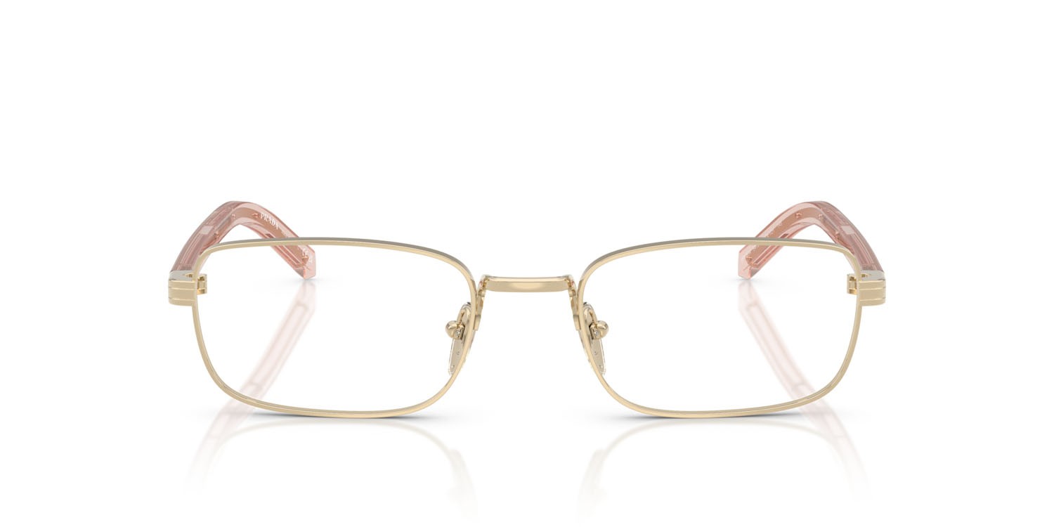 Eyeglasses Prada PR B54V (ACX1O1) color oro pallido shape rectangle lenses lente demo