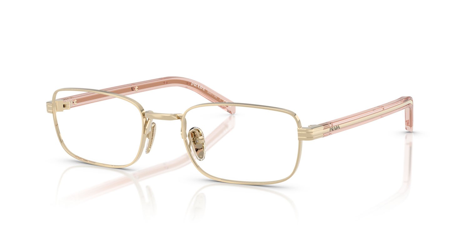 Eyeglasses Prada PR B54V (ACX1O1) color oro pallido shape rectangle lenses lente demo