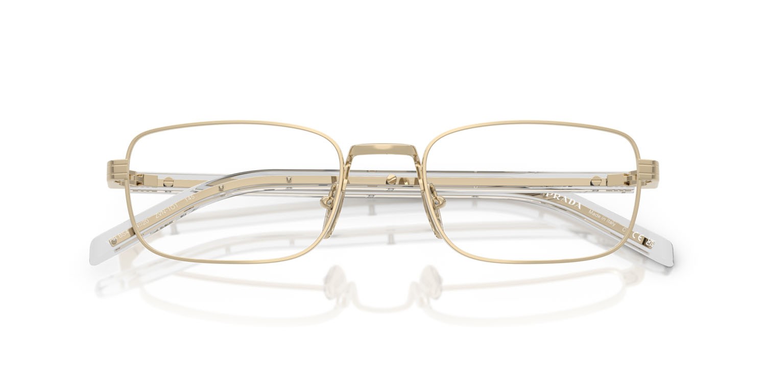 Eyeglasses Prada PR B54V (ZVN1O1) color oro pallido shape rectangle lenses lente demo