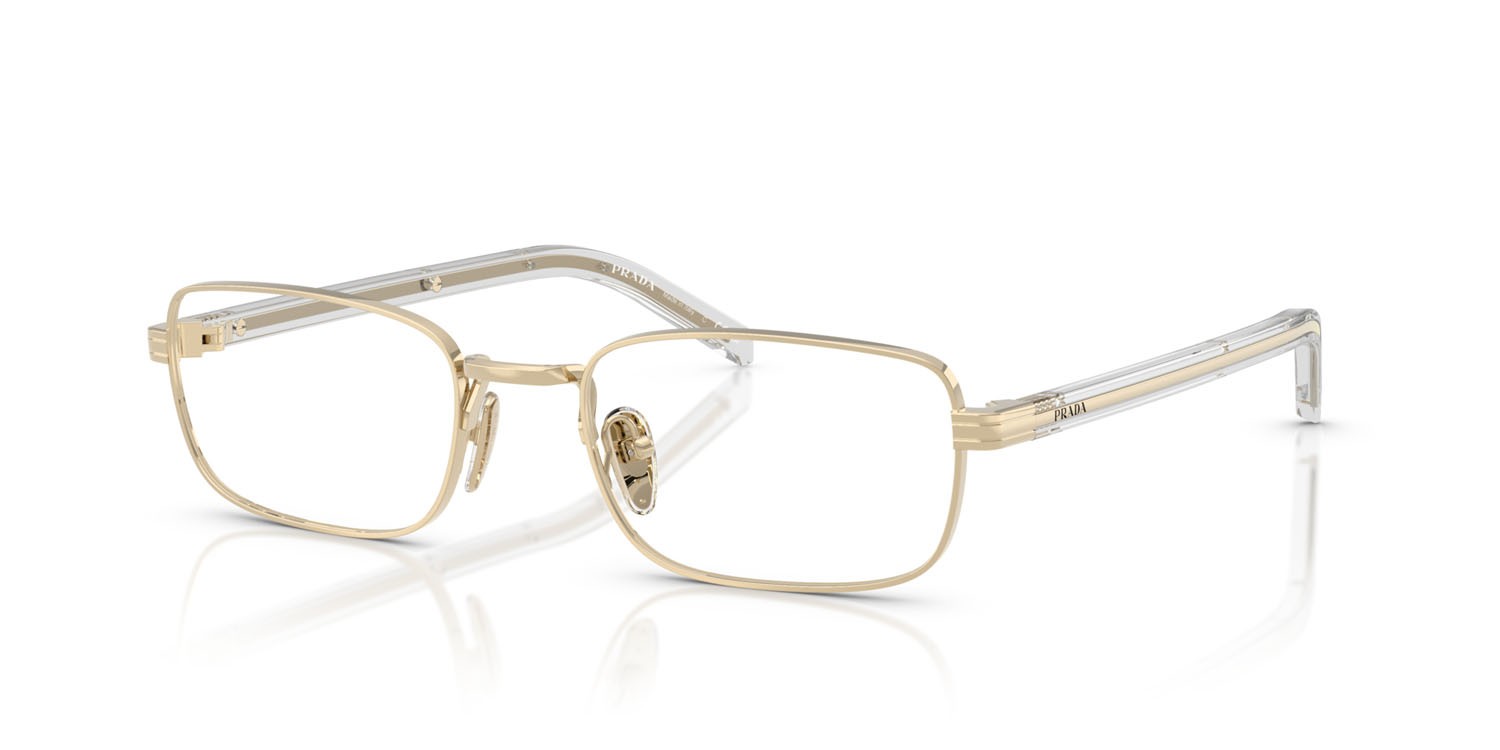Eyeglasses Prada PR B54V (ZVN1O1) color oro pallido shape rectangle lenses lente demo