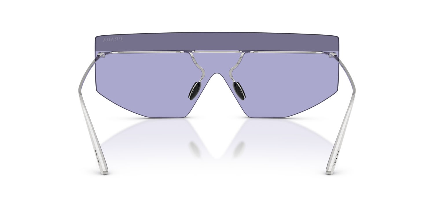Sunglasses Prada PR B55S (1BC70P) color argento shape irregular lenses viola/argento