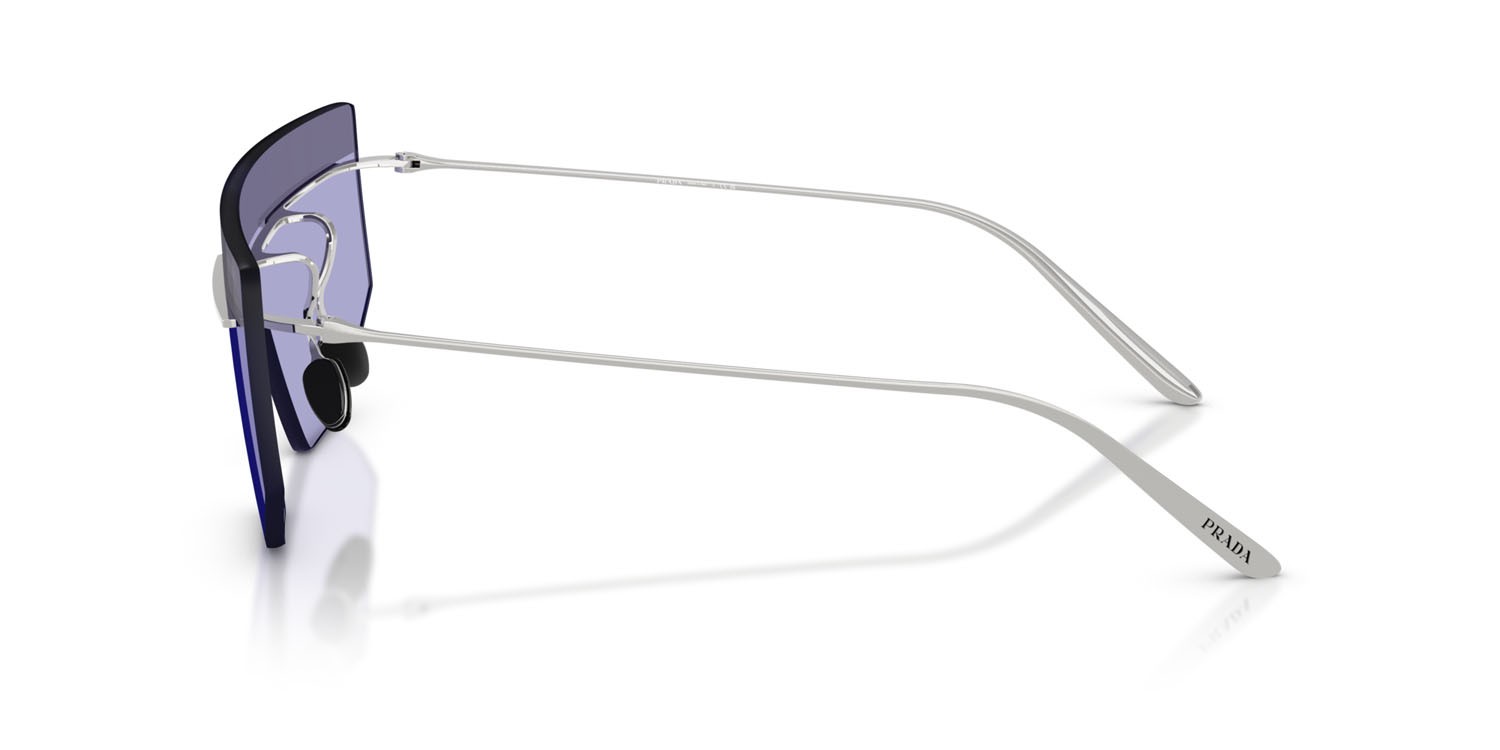 Sunglasses Prada PR B55S (1BC70P) color argento shape irregular lenses viola/argento