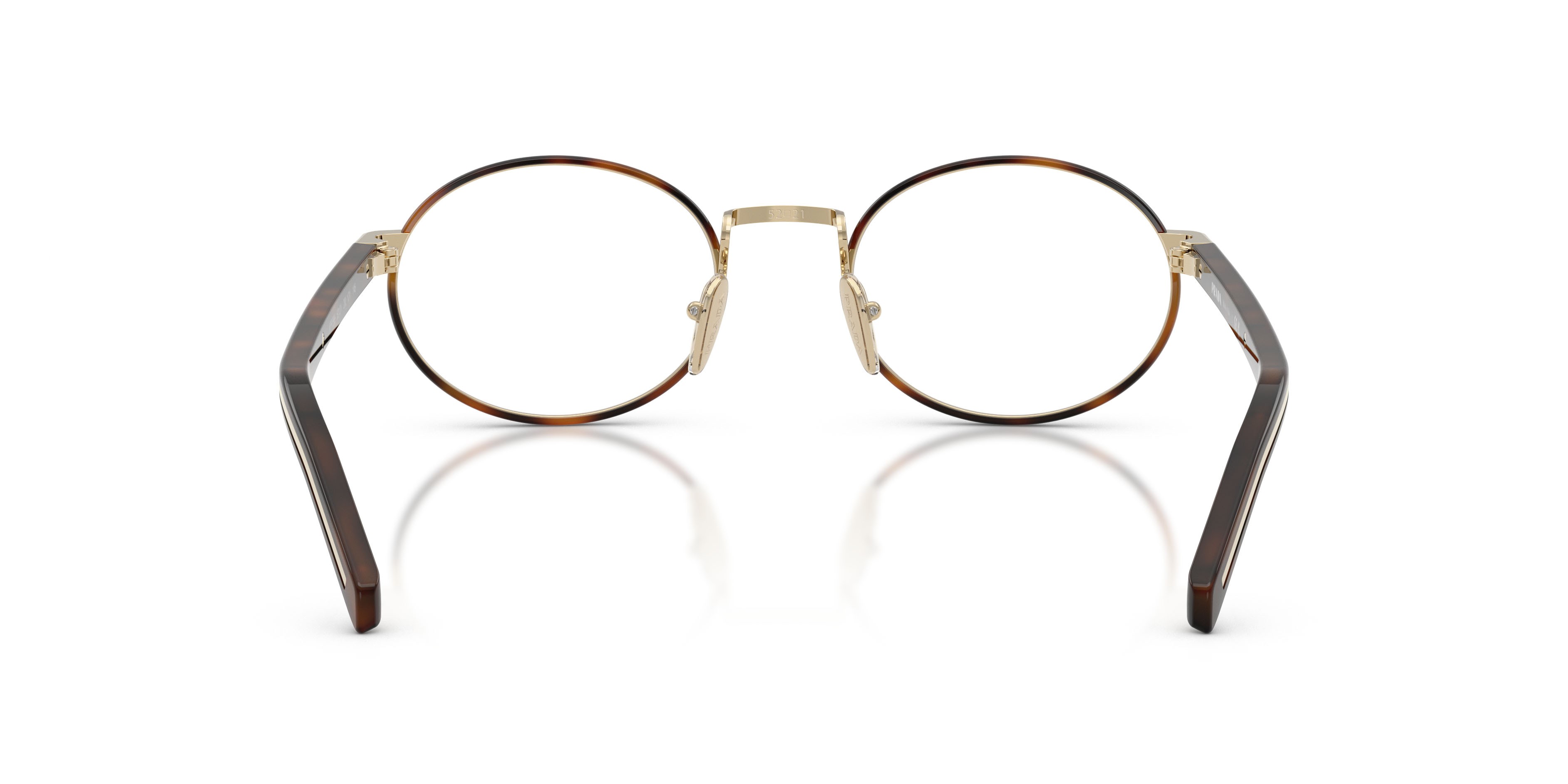 Eyeglasses Prada PR B55V (20L1O1) color oro pallido/juniper tartarugato shape oval lenses lente demo