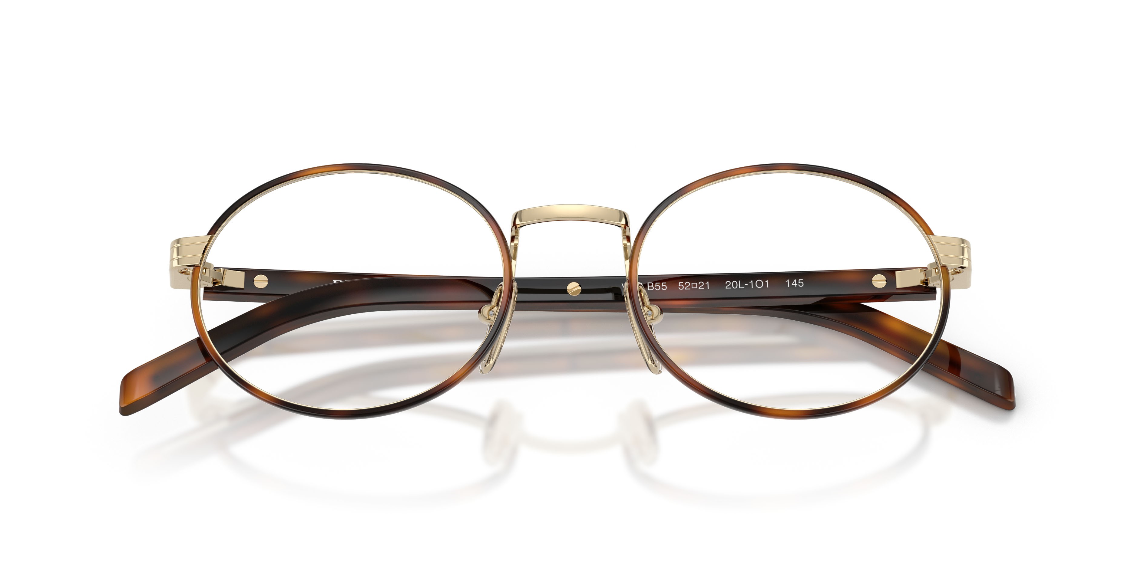 Eyeglasses Prada PR B55V (20L1O1) color oro pallido/juniper tartarugato shape oval lenses lente demo