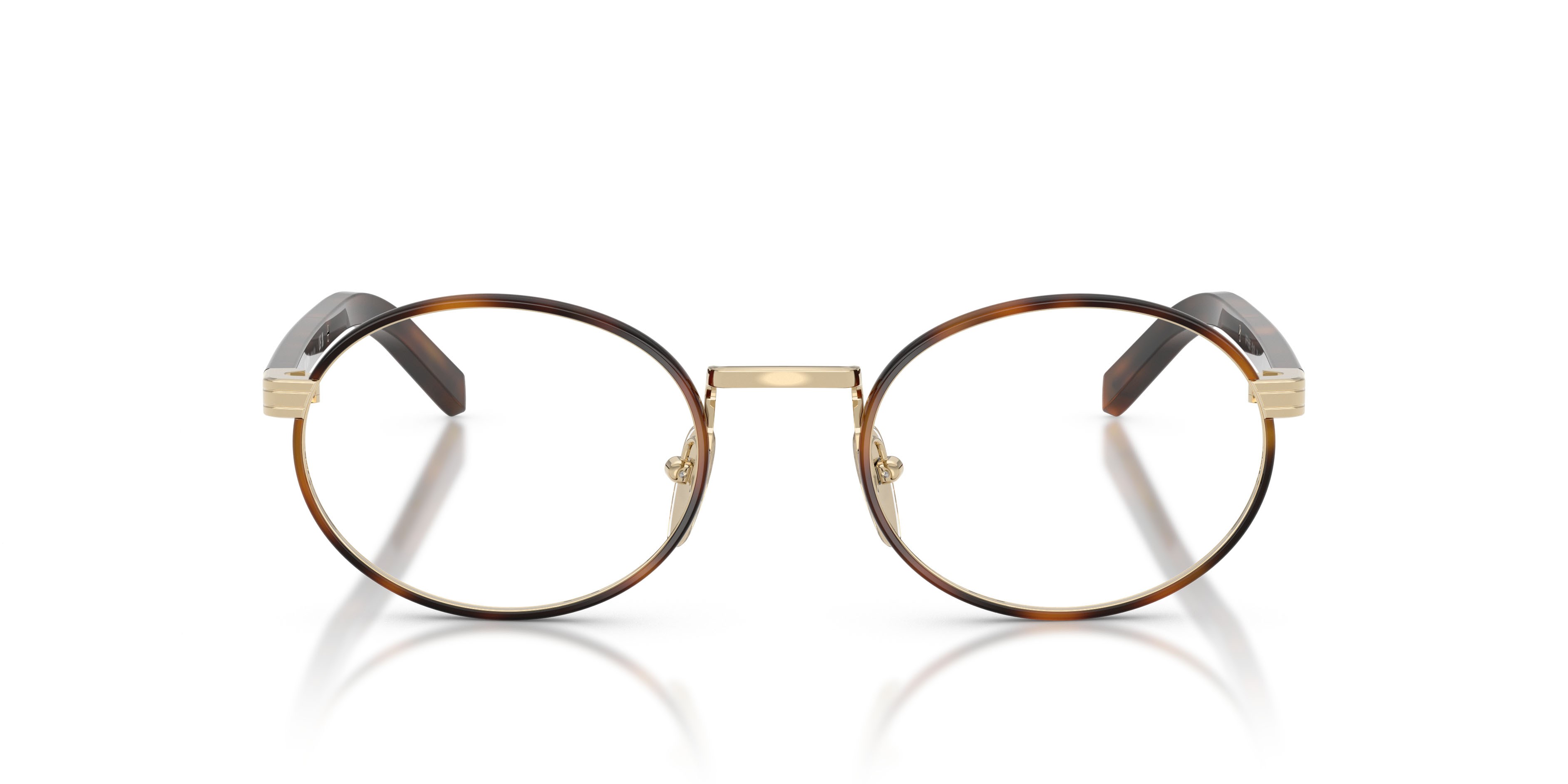 Eyeglasses Prada PR B55V (20L1O1) color oro pallido/juniper tartarugato shape oval lenses lente demo