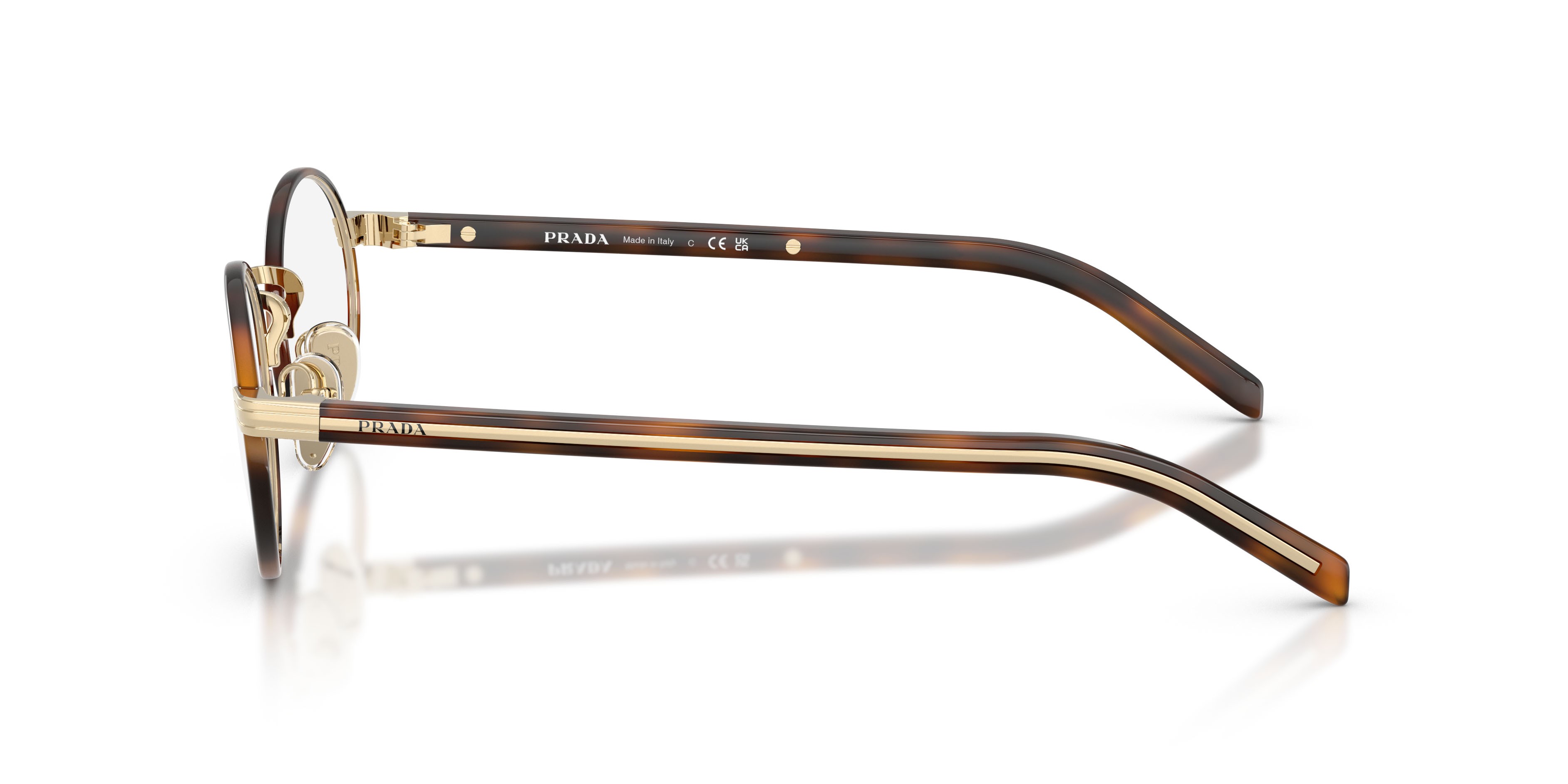 Eyeglasses Prada PR B55V (20L1O1) color oro pallido/juniper tartarugato shape oval lenses lente demo
