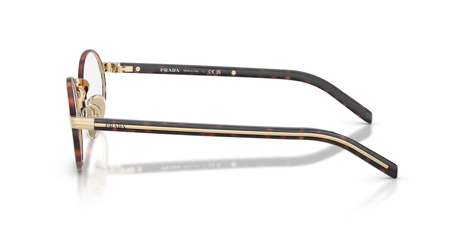 Eyeglasses Prada PR B55V (21E1O1) color oro pallido/tartarugato root shape oval lenses lente demo