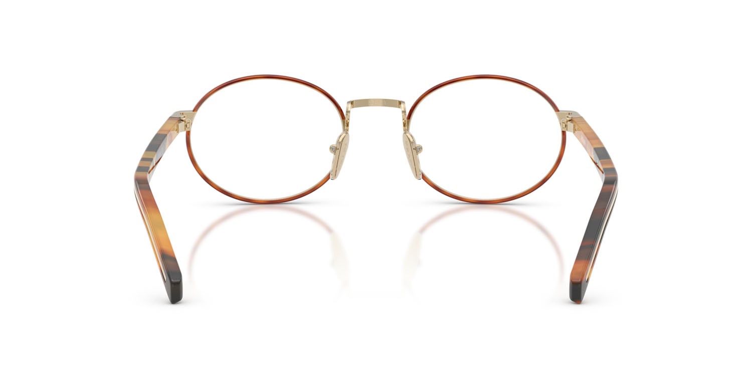 Eyeglasses Prada PR B55V (22E1O1) color oro pallido/havana miele shape oval lenses lente demo