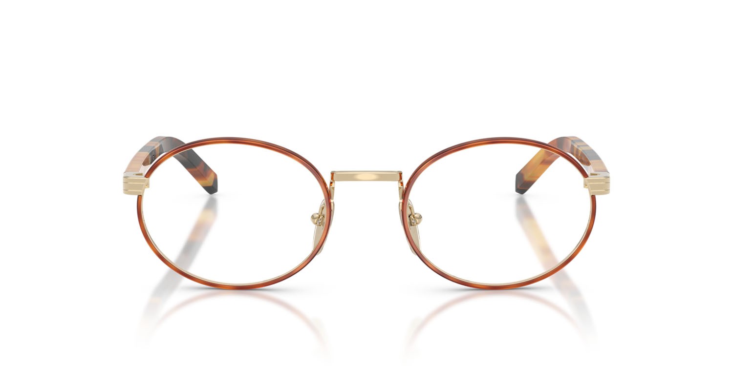 Eyeglasses Prada PR B55V (22E1O1) color oro pallido/havana miele shape oval lenses lente demo