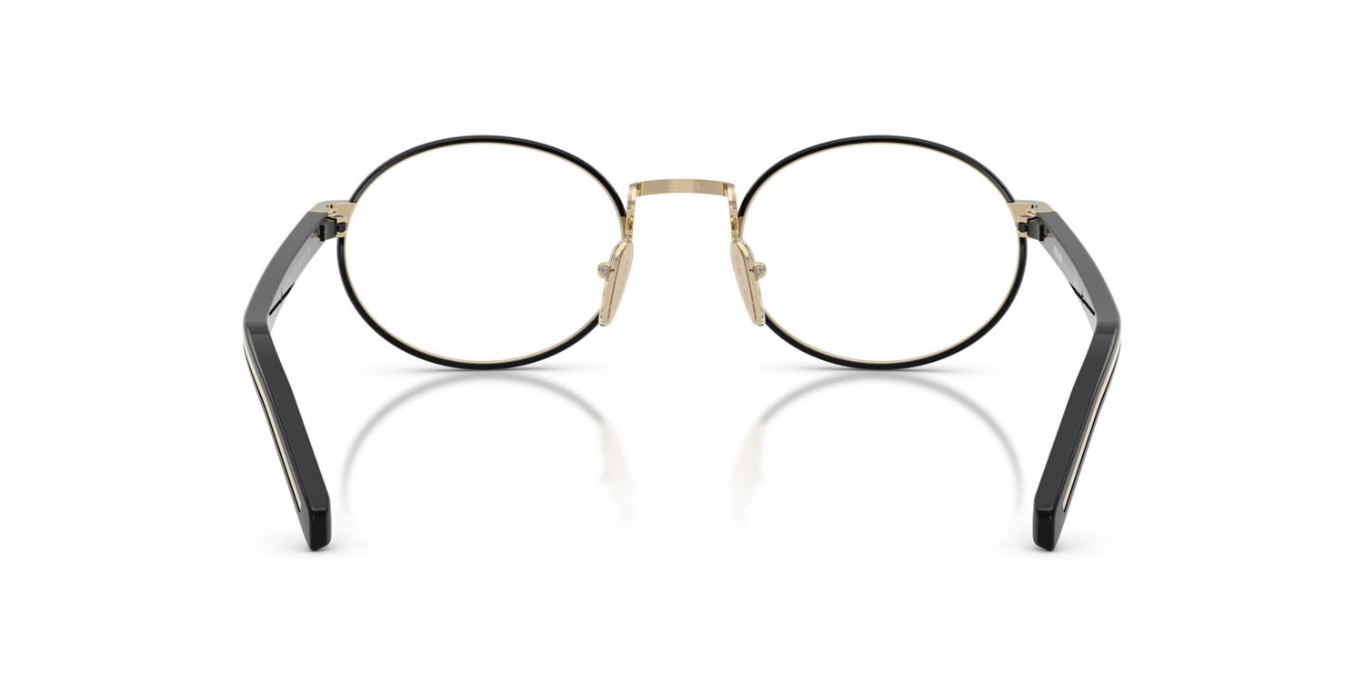 Eyeglasses Prada PR B55V (AAV1O1) color oro pallido/nero shape oval lenses lente demo