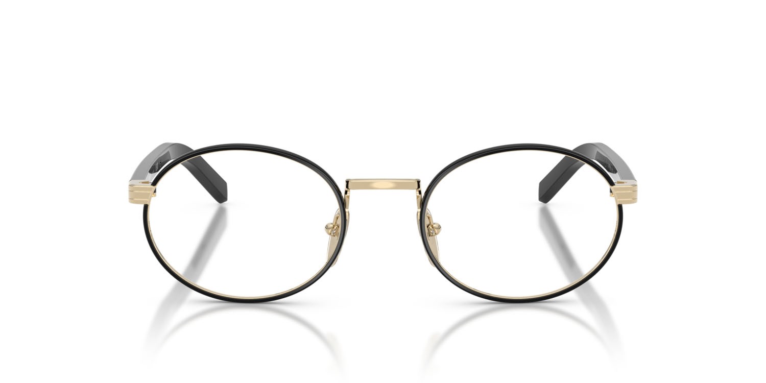 Eyeglasses Prada PR B55V (AAV1O1) color oro pallido/nero shape oval lenses lente demo