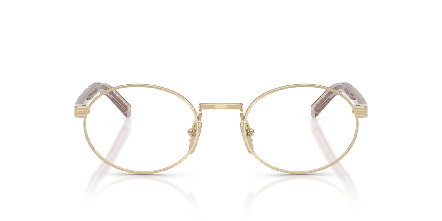 Eyeglasses Prada PR B55V (ZVN1O1) color oro pallido shape oval lenses lente demo