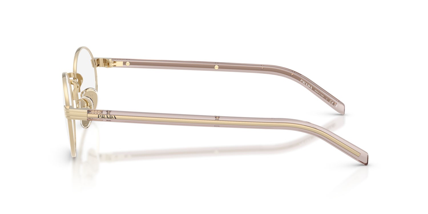 Eyeglasses Prada PR B55V (ZVN1O1) color oro pallido shape oval lenses lente demo