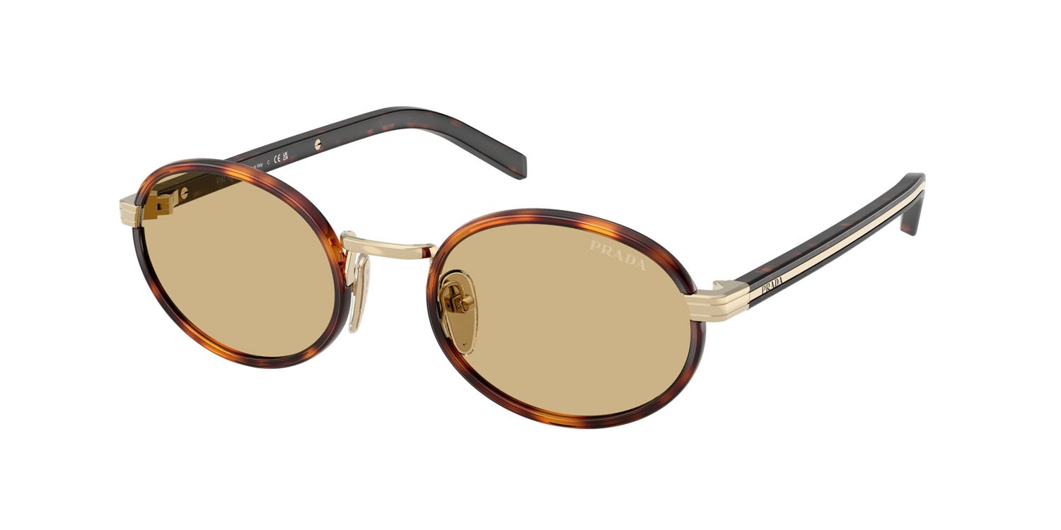 Sunglasses Prada PR B56S (21E10R) color root tartarugato shape oval lenses lente camomilla bio