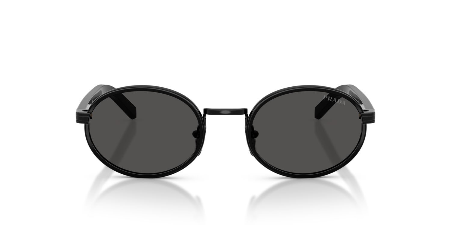 Sunglasses Prada PR B56S (AAV08Z) color nero shape oval lenses grigio scuro