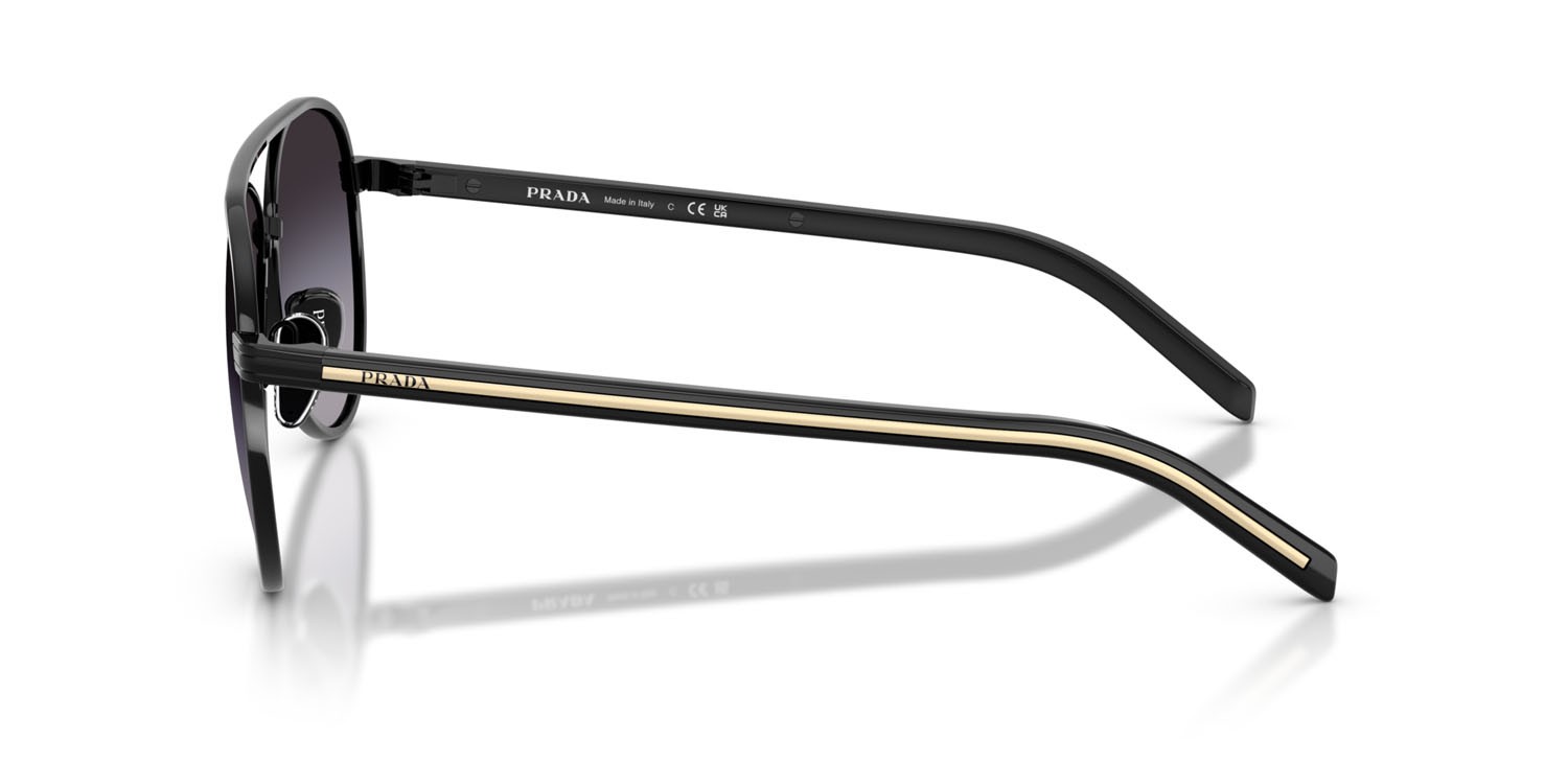 Sunglasses Prada PR B57S (AAV90A) color nero shape aviator lenses sfumato grigio