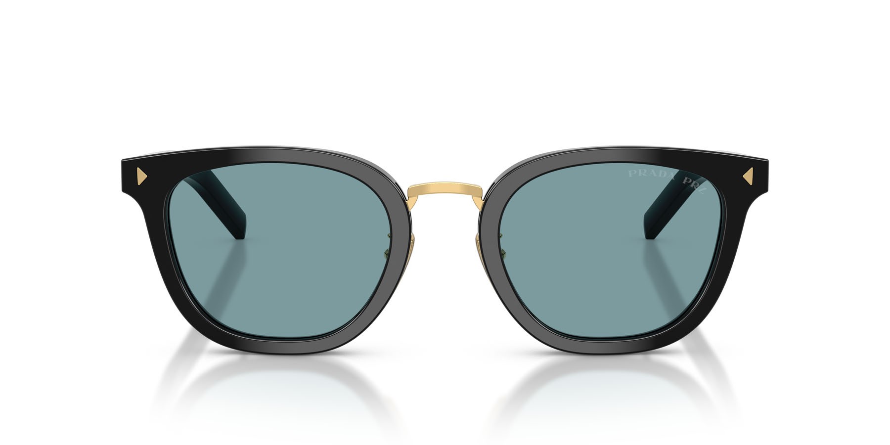 Occhiali da sole Prada PR C01SD (16K04D) colore nero forma cat eye lenti polar verde