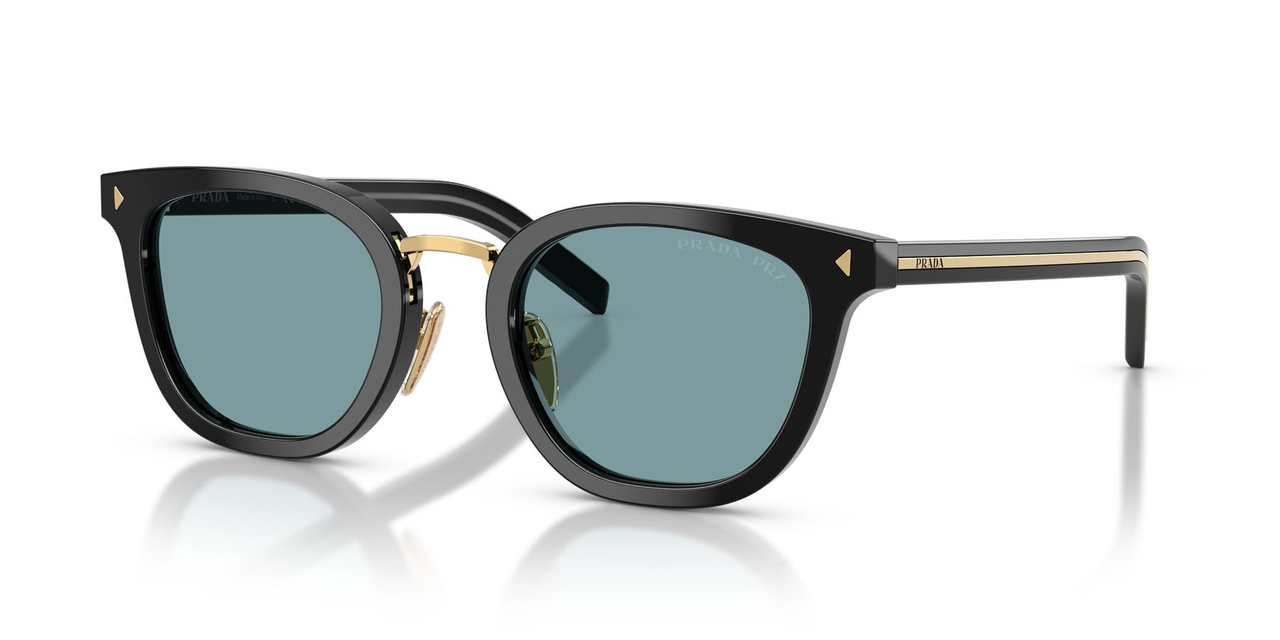 Occhiali da sole Prada PR C01SD (16K04D) colore nero forma cat eye lenti polar verde