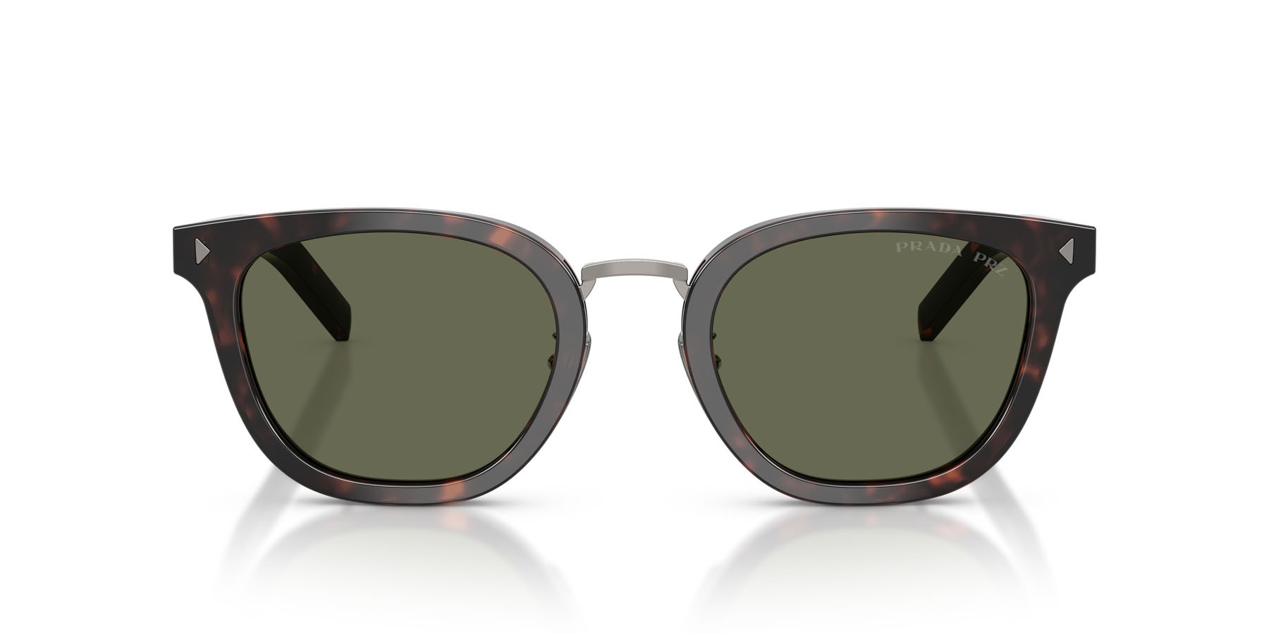 Occhiali da sole Prada PR C01SD (17N03R) colore root havana forma cat eye lenti polar verde