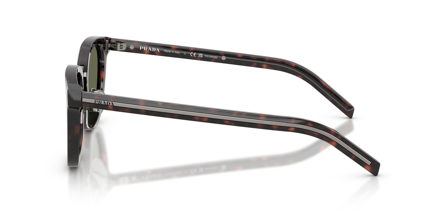 Occhiali da sole Prada PR C01SD (17N03R) colore root havana forma cat eye lenti polar verde