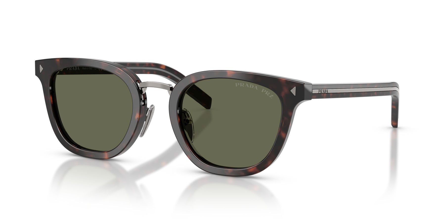 Occhiali da sole Prada PR C01SD (17N03R) colore root havana forma cat eye lenti polar verde
