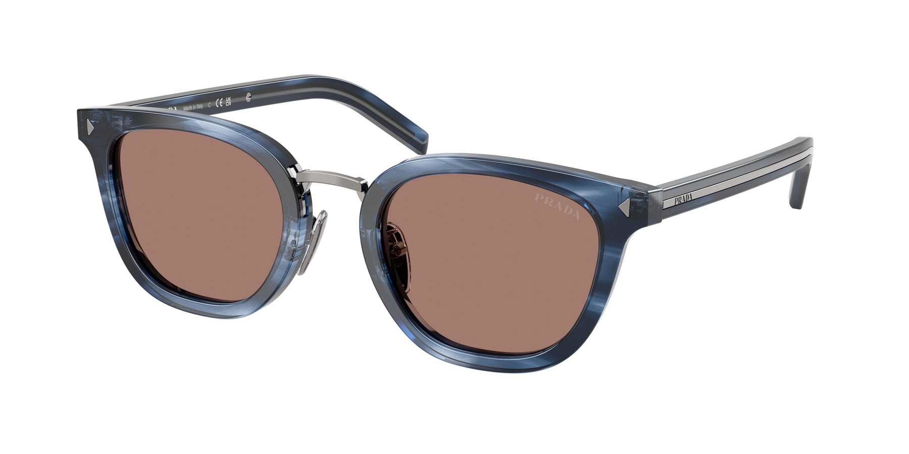 Occhiali da sole Prada PR C01SD (26F05D) colore blu havana forma cat eye lenti marrone