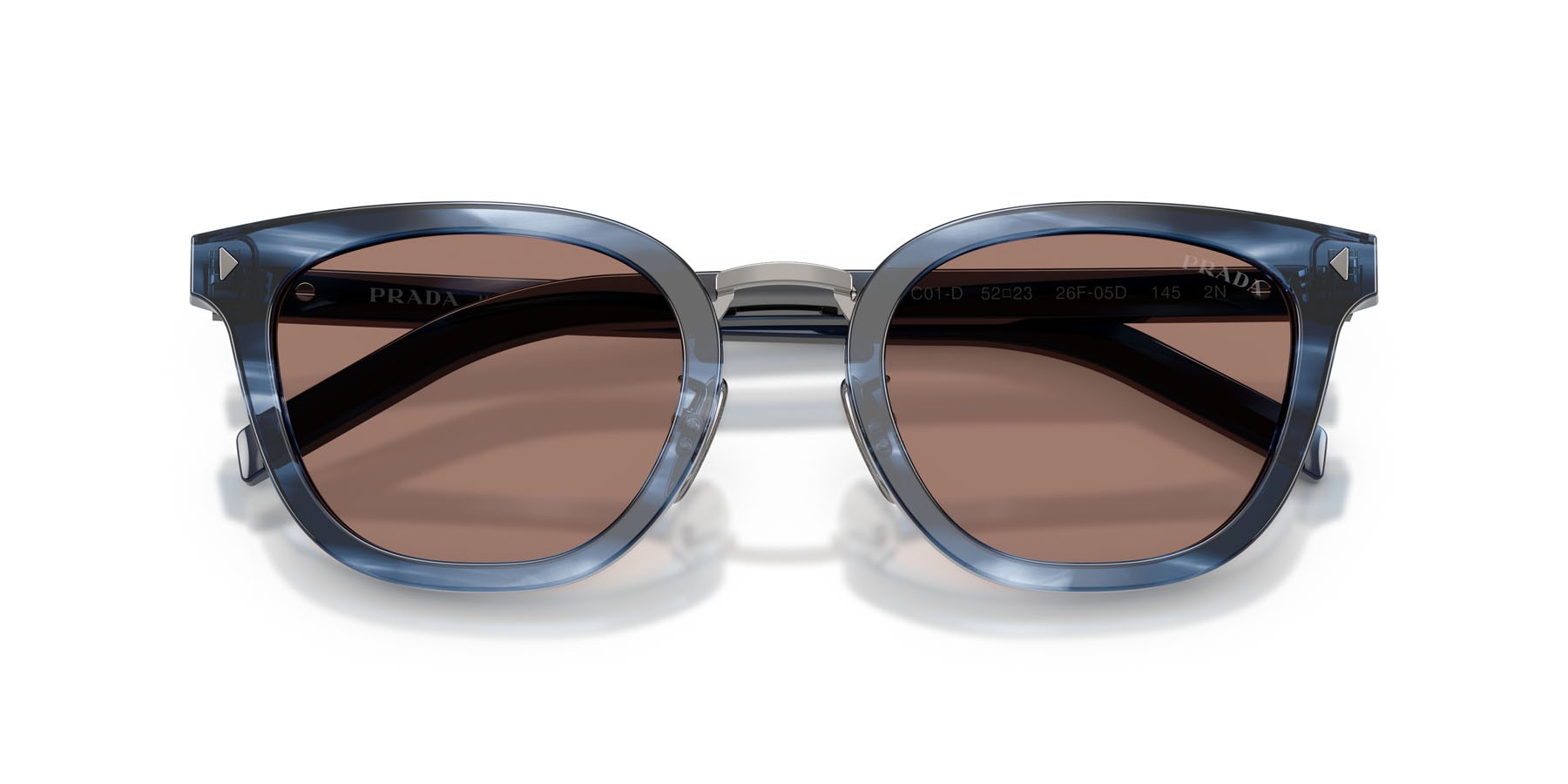 Occhiali da sole Prada PR C01SD (26F05D) colore blu havana forma cat eye lenti marrone