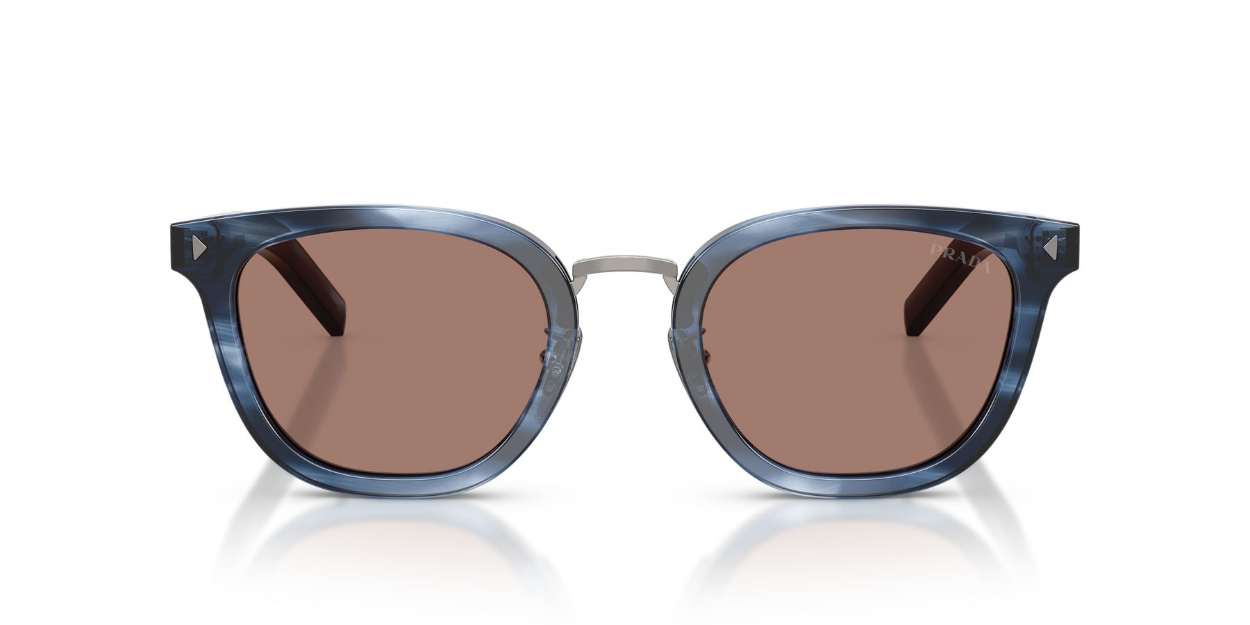 Occhiali da sole Prada PR C01SD (26F05D) colore blu havana forma cat eye lenti marrone