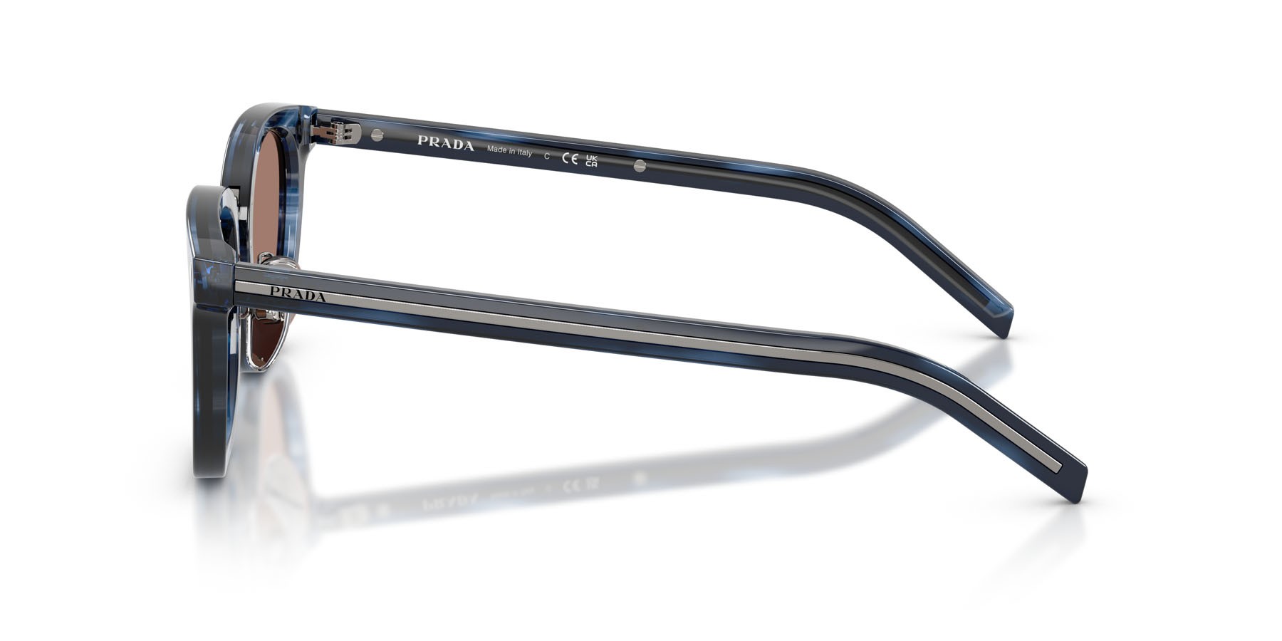 Occhiali da sole Prada PR C01SD (26F05D) colore blu havana forma cat eye lenti marrone