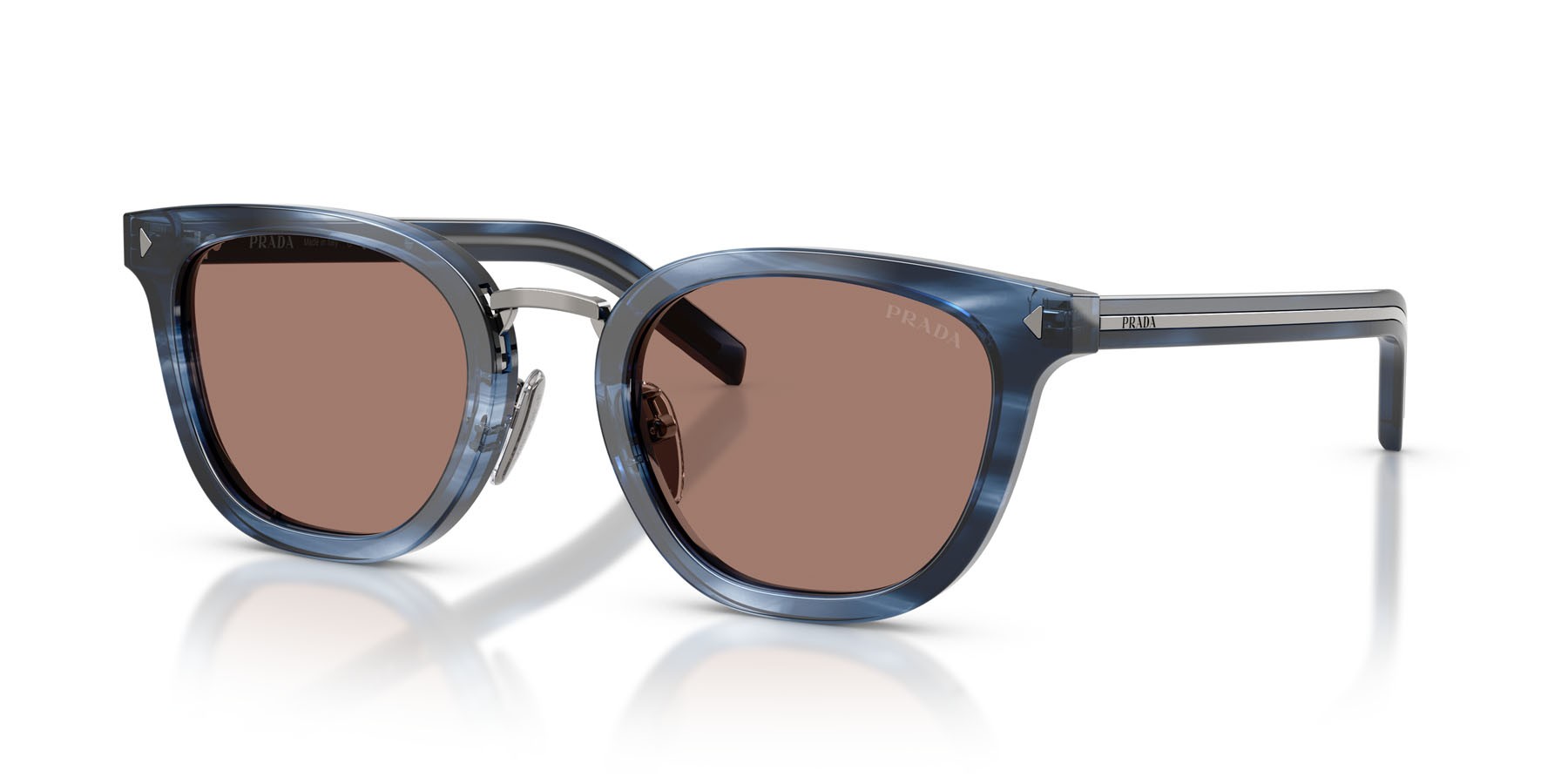 Occhiali da sole Prada PR C01SD (26F05D) colore blu havana forma cat eye lenti marrone
