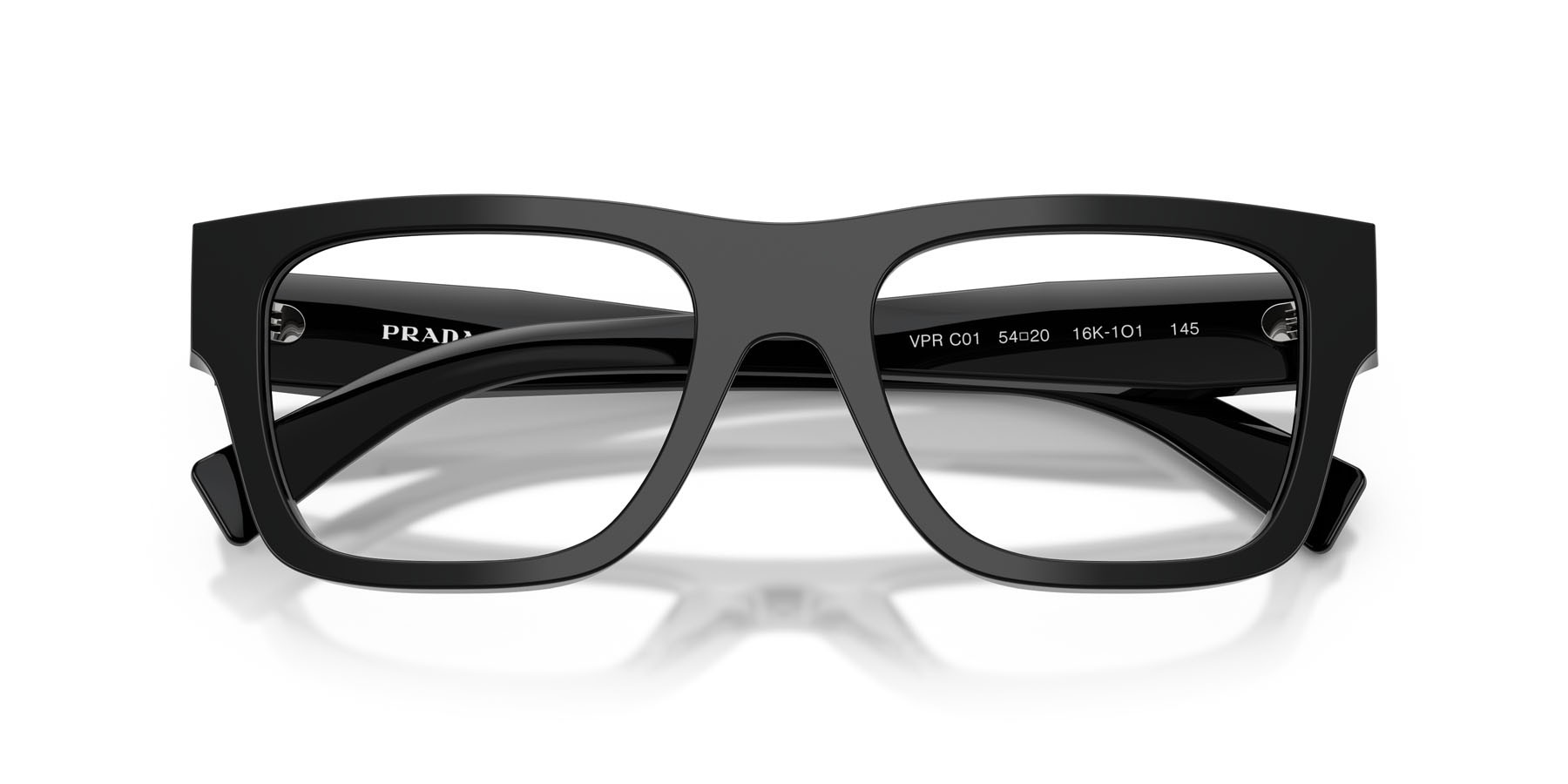 Eyeglasses Prada PR C01V (16K1O1) color nero shape square lenses lente demo