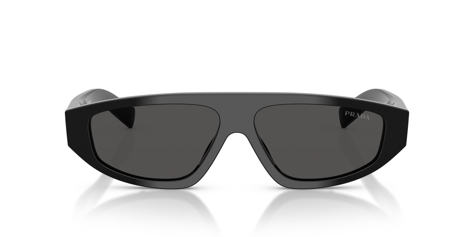 Occhiali da sole Prada PR C02S (16K08Z) colore nero forma irregolare lenti grigio scuro
