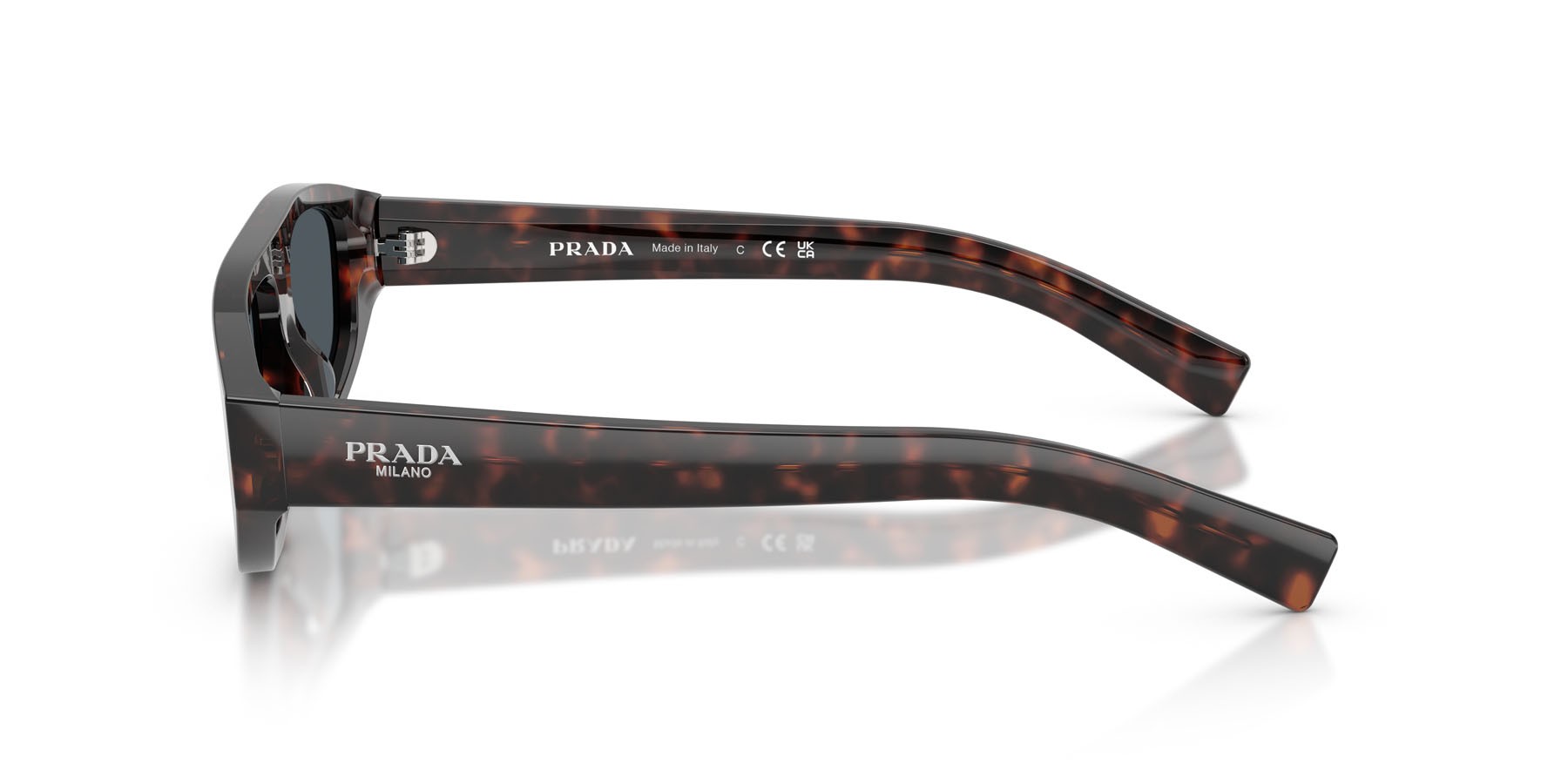 Occhiali da sole Prada PR C02S (17N70B) colore root havana forma irregolare lenti grigio scuro