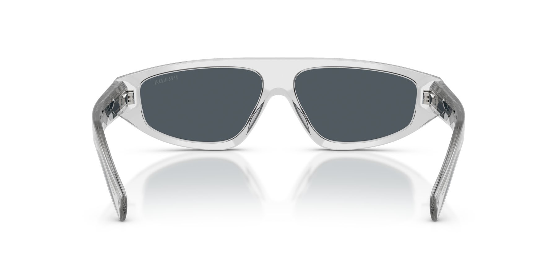 Occhiali da sole Prada PR C02S (17P70B) colore grigio crystal forma irregolare lenti grigio scuro