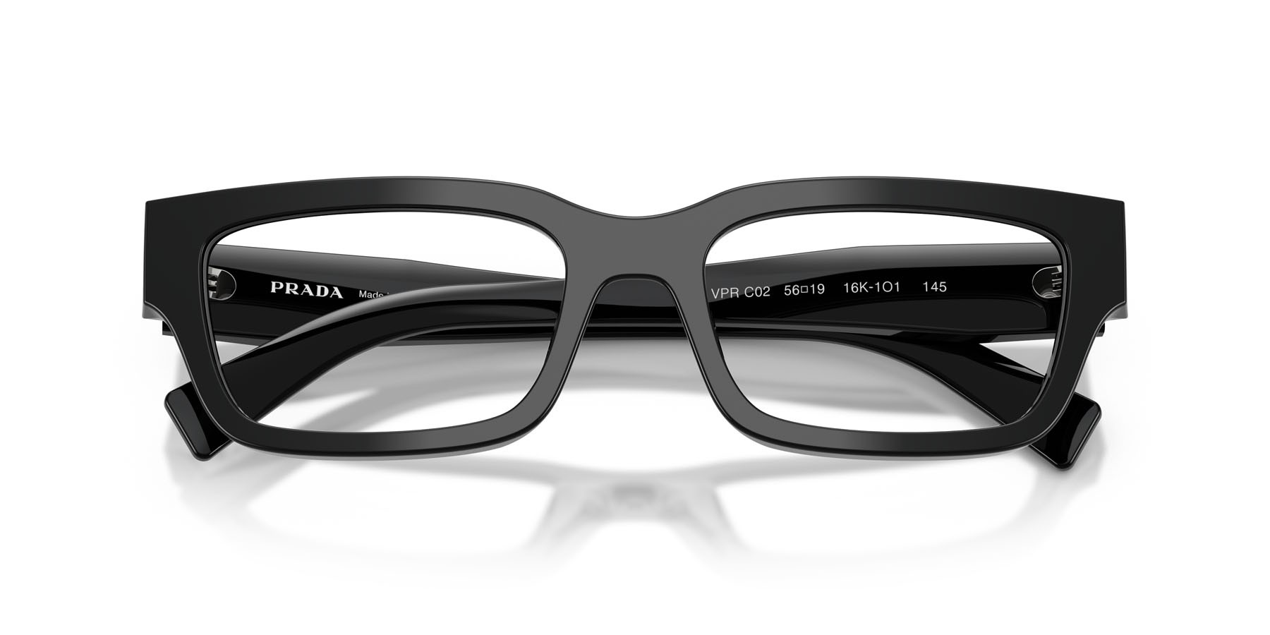Eyeglasses Prada PR C02V (16K1O1) color nero shape square lenses lente demo
