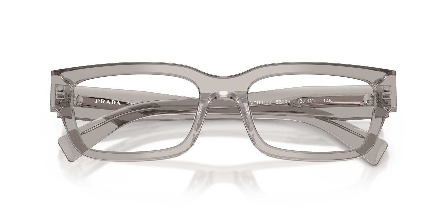 Eyeglasses Prada PR C02V (18J1O1) color hematite shape square lenses lente demo