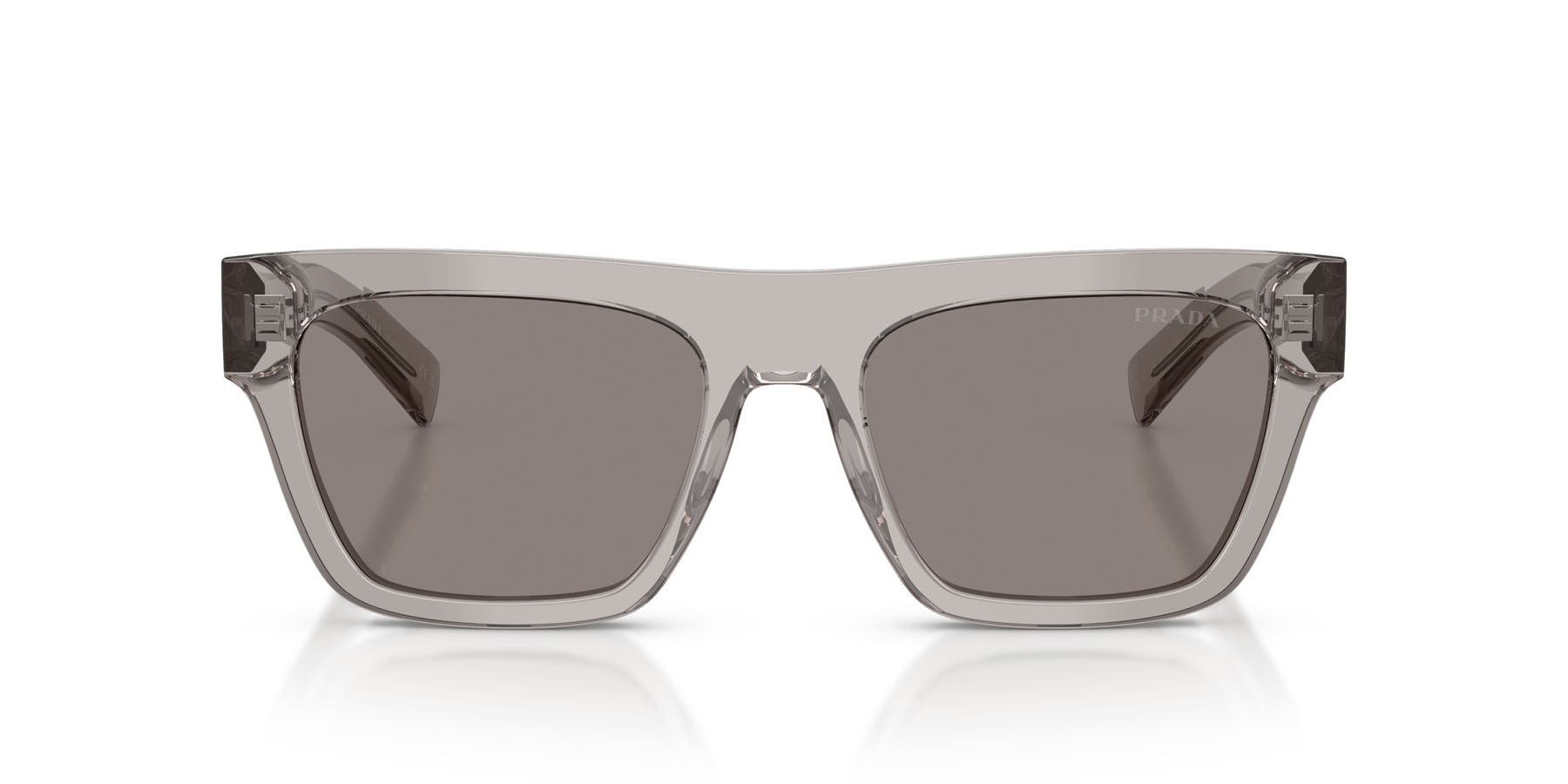 Occhiali da sole Prada PR C03S (10J80Q) colore grigio trasparente forma rettangolare lenti grigio scuro