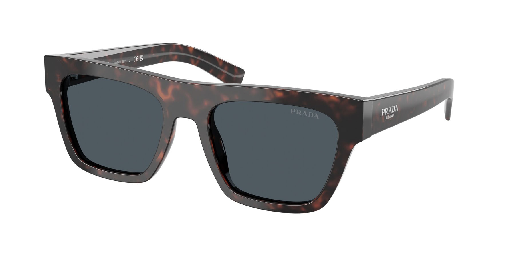 Occhiali da sole Prada PR C03S (17N70B) colore root havana forma rettangolare lenti grigio scuro