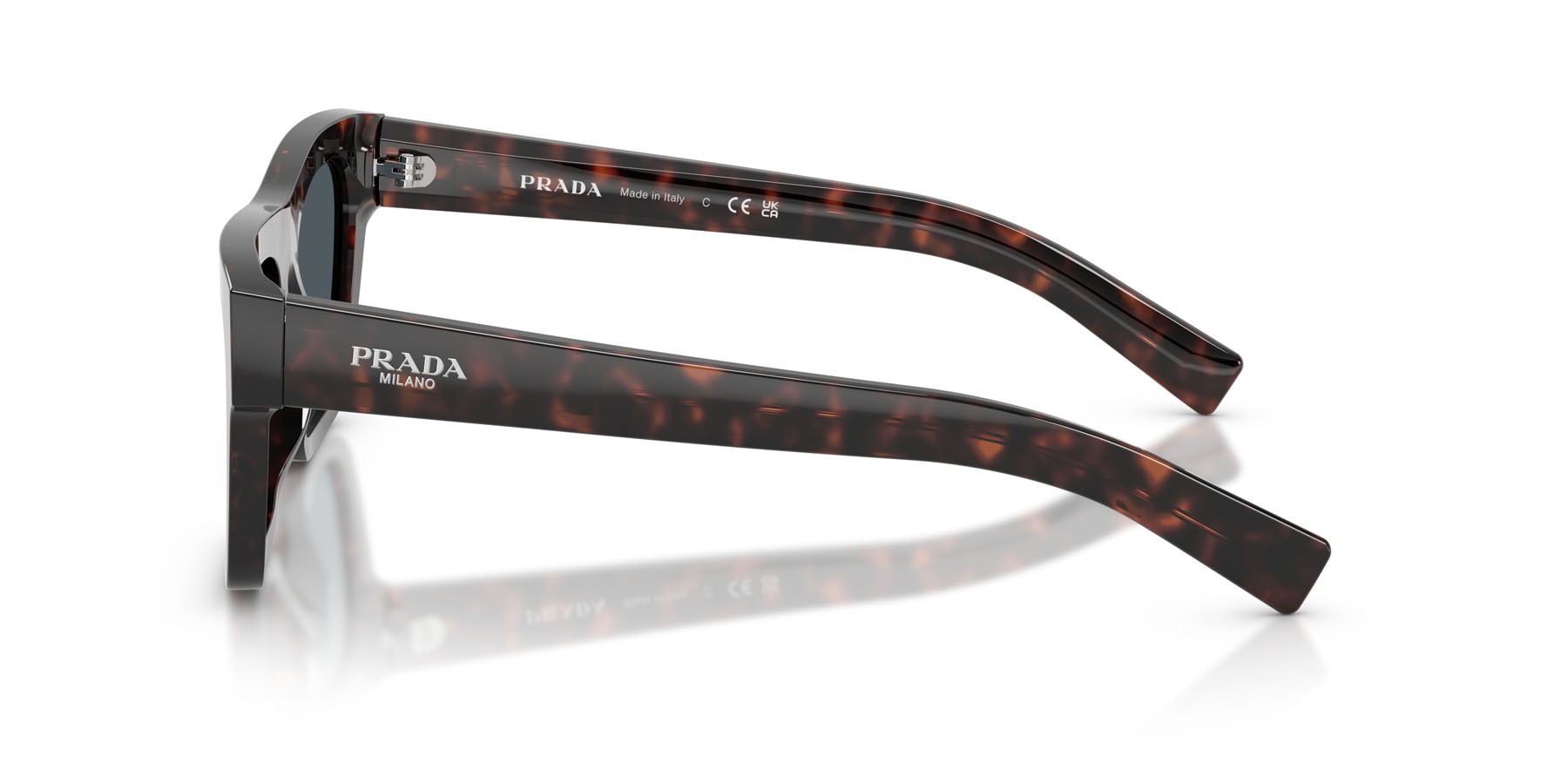 Occhiali da sole Prada PR C03S (17N70B) colore root havana forma rettangolare lenti grigio scuro